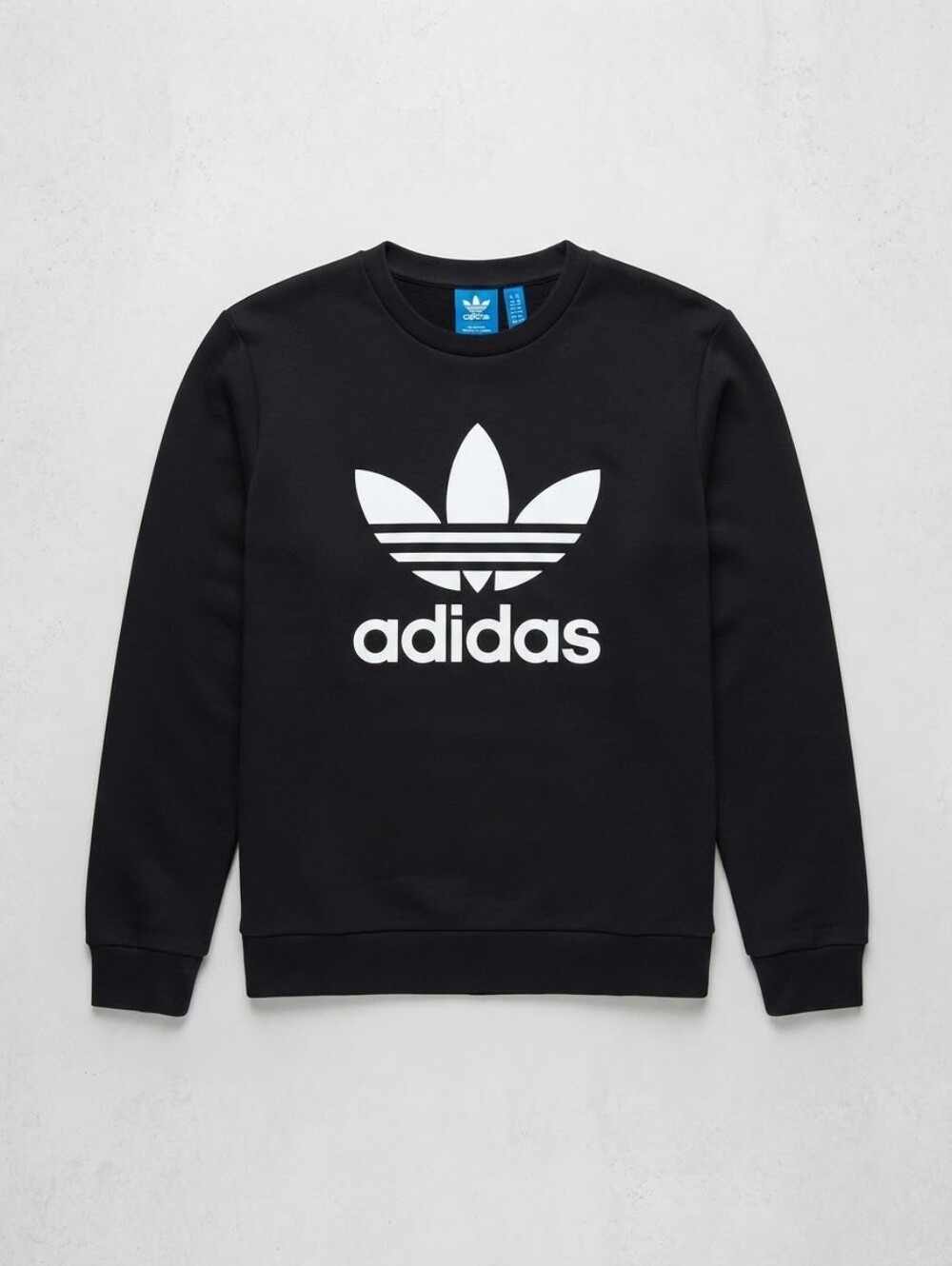 adidas Black Crewneck Sweatshirt with White Trefoil Logo